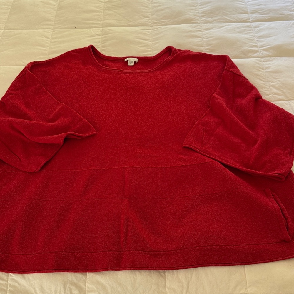 J. Jill Red Crew Neck Sweater